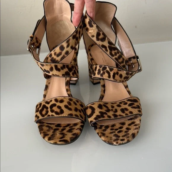 Giavito Rossi Calf Hair Leopard Print Sandals, Sz IT 39 (US 9) - Picture 6 of 9
